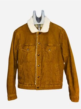 Gap Sherpa Lined Corduroy Trucker Jacket Tobacco Brown Size Small